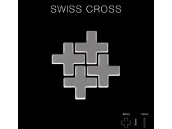 ALLOY Mosaik Fliese Massiv Metall Edelstahl Hochglanz Grau 1,6mm Swiss Cross-s-s-m 1 Paket mit 10 Matten 0,88 m2 Grau