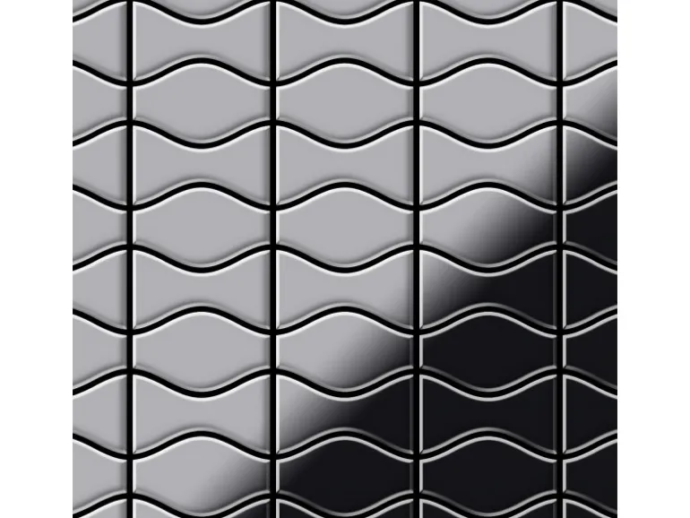 ALLOY Mosaik Fliese Massiv Metall Edelstahl Hochglanz Grau 1,6mm Kismet & Karma-s-s-m 1 Paket mit 10 Matten 0,86 m2 Grau
