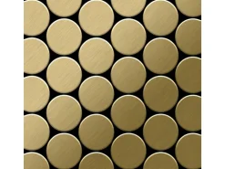 ALLOY Mosaik Fliese Massiv Metall Titan Gebürstet Gold 1,6mm Stark Medallion-ti-gb, 1 Paket mit 10 Matten 0,73 m2 Gold