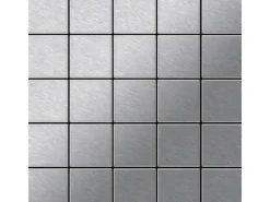 ALLOY Mosaik Fliese Massiv Metall Edelstahl Marine Gebürstet Grau 1,6mm Century-s-s-mb 1 Paket mit 50 Matten 0,5 m2 Grau