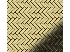 ALLOY Mosaik Fliese Massiv Metall Messing Gewalzt Gold 1,6mm Stark Herringbone-bm 1 Paket mit 10 Matten 0,85 m2 Gold
