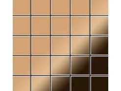 ALLOY Mosaik Fliese Massiv Metall Titan Hochglänzend Kupfer 1,6mm Stark Century-ti-am 1 Paket mit 50 Matten 0,5 m2 Kupfer