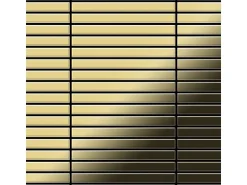 ALLOY Mosaik Fliese Massiv Metall Messing Gewalzt Gold 1,6mm Stark Linear-bm 1 Paket mit 10 Matten 0,94 m2 Gold
