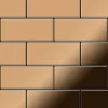 ALLOY Mosaik Fliese Massiv Metall Titan Hochglänzend Kupfer 1,6mm Stark Subway-ti-am 1 Paket mit 50 Matten 0,58 m2 Kupfer