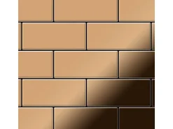 ALLOY Mosaik Fliese Massiv Metall Titan Hochglänzend Kupfer 1,6mm Stark Subway-ti-am 1 Paket mit 50 Matten 0,58 m2 Kupfer