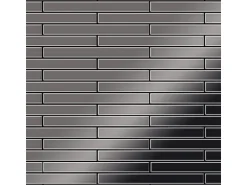 ALLOY Mosaik Fliese Massiv Metall Titan Hochglanz Dunkelgrau 1,6mm Avenue-ti-sm 1 Paket mit 10 Matten 0,74 m2 Grau