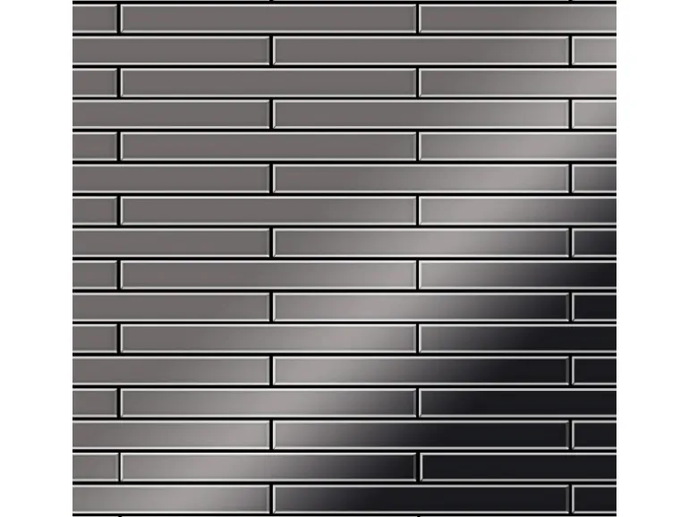 ALLOY Mosaik Fliese Massiv Metall Titan Hochglanz Dunkelgrau 1,6mm Avenue-ti-sm 1 Paket mit 10 Matten 0,74 m2 Grau