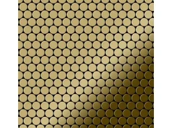 ALLOY Mosaik Fliese Massiv Metall Titan Hochglänzend Gold 1,6mm Stark Penny-ti-gm 1 Paket mit 10 Matten 0,88 m2 Gold