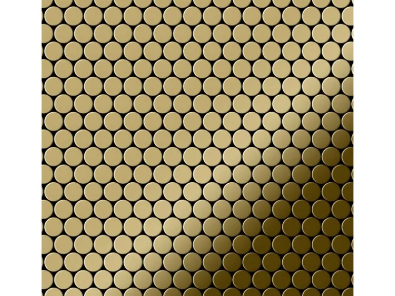 ALLOY Mosaik Fliese Massiv Metall Titan Hochglänzend Gold 1,6mm Stark Penny-ti-gm 1 Paket mit 10 Matten 0,88 m2 Gold