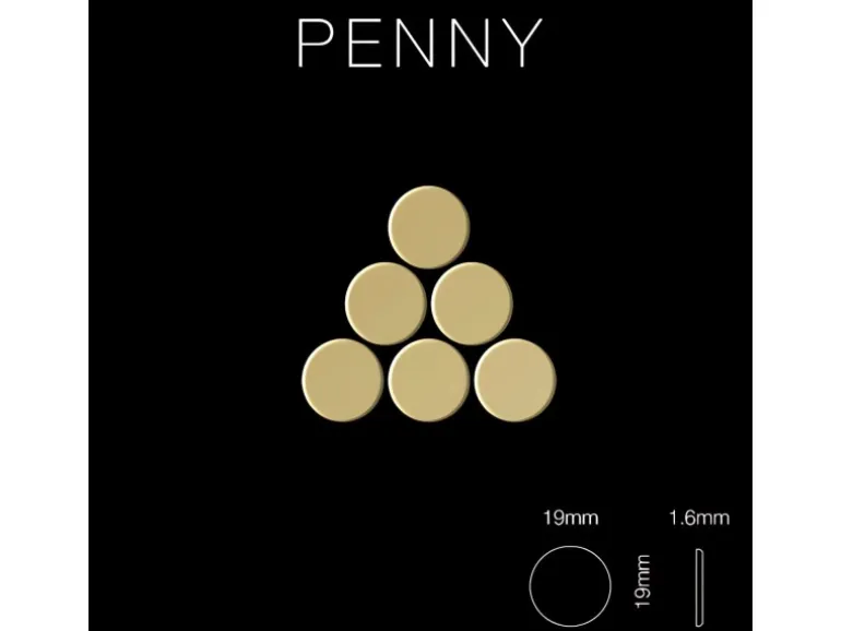ALLOY Mosaik Fliese Massiv Metall Titan Hochglänzend Gold 1,6mm Stark Penny-ti-gm 1 Paket mit 10 Matten 0,88 m2 Gold