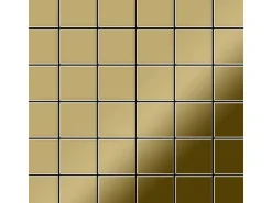 ALLOY Mosaik Fliese Massiv Metall Titan Hochglanz Gold 1,6mm Cinquanta-ti-gm 1 Paket mit 10 Matten 0,94 m2 Gold