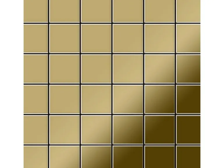 ALLOY Mosaik Fliese Massiv Metall Titan Hochglanz Gold 1,6mm Cinquanta-ti-gm 1 Paket mit 10 Matten 0,94 m2 Gold
