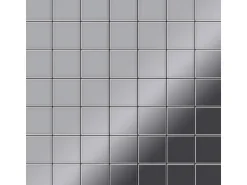 ALLOY Mosaik Fliese Massiv Metall Edelstahl Marine Hochglanz Grau 1,6mm Attica-s-s-mm 1 Paket mit 10 Matten 0,85 m2 Grau