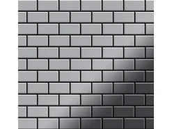 ALLOY Mosaik Fliese Massiv Metall Edelstahl Hochglanz Grau 1,6mm House-s-s-m 1 Paket mit 10 Matten 0,98 m2 Grau