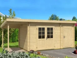 Alpholz Gartenhaus Maria-28 Natur 450 x 250 cm + 150 cm Schleppdach, imprägniert