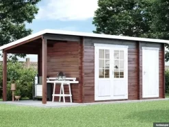 Alpholz Gartenhaus Maria-28 Natur 450 x 250 cm + 150 cm Schleppdach, imprägniert