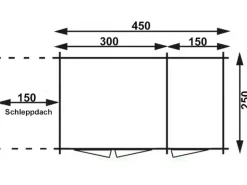 Alpholz Gartenhaus Maria-28 Natur 450 x 250 cm + 150 cm Schleppdach, imprägniert