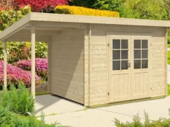 Alpholz Gartenhaus Maria-28 Natur 300 x 250 cm + 150 cm Schleppdach, imprägniert