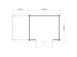 Alpholz Gartenhaus Maria-28 Natur 300 x 250 cm + 150 cm Schleppdach, imprägniert