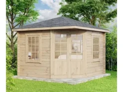 Alpholz Gartenhaus Monica-28 Natur 300 cm x 300 cm mit Spitzdach