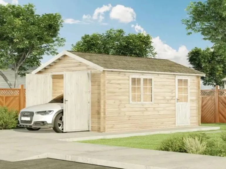 Alpholz Holz-Garage A-70 Pinie 425,4 cm x 598 cm, imprägniert