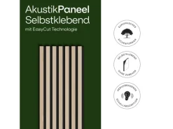 Amadeo Akustikpaneel Selbstklebend Eichenfurnier Natur 240 cm x 30,5 cm FSC®