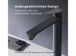 AM.PM Waschtischarmatur Hoch mit Klick-Ablaufgarnitur Hit Wasserhahn Bad, Mischbatterie FTA92222 Schwarz