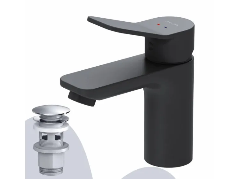AM.PM Waschtischarmatur mit Klick-Ablauf, Waschbecken Armatur, Mischbatterie FXA82122 X-Joy Wasserhahn Bad Schwarz