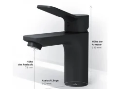 AM.PM Waschtischarmatur mit Klick-Ablauf, Waschbecken Armatur, Mischbatterie FXA82122 X-Joy Wasserhahn Bad Schwarz