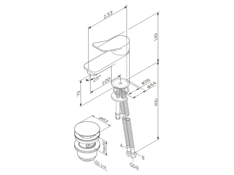 AM.PM Waschtischarmatur mit Klick-Ablauf, Waschbecken Armatur, Mischbatterie FXA82122 X-Joy Wasserhahn Bad Schwarz