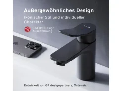 AM.PM Waschtischarmatur mit Klick-Ablauf, Waschbecken Armatur, Mischbatterie FXA82122 X-Joy Wasserhahn Bad Schwarz