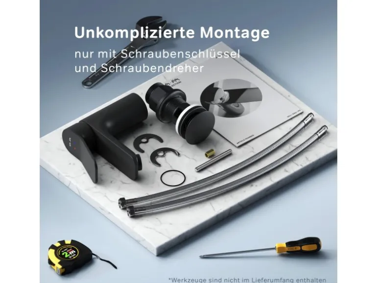 AM.PM Waschtischarmatur mit Klick-Ablauf, Waschbecken Armatur, Mischbatterie FXA82122 X-Joy Wasserhahn Bad Schwarz