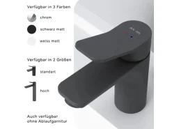 AM.PM Waschtischarmatur mit Klick-Ablauf, Waschbecken Armatur, Mischbatterie FXA82122 X-Joy Wasserhahn Bad Schwarz