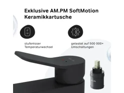AM.PM Waschtischarmatur mit Klick-Ablauf, Waschbecken Armatur, Mischbatterie FXA82122 X-Joy Wasserhahn Bad Schwarz