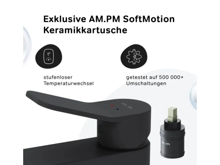 AM.PM Waschtischarmatur mit Klick-Ablauf, Waschbecken Armatur, Mischbatterie FXA82122 X-Joy Wasserhahn Bad Schwarz