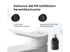 AM.PM Waschtischarmatur mit Klick-Ablaufgarnitur, Waschbecken Armatur, Mischbatterie FXA82133 X-Joy Wasserhahn Bad Weiß