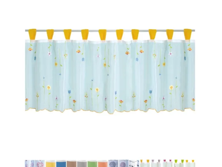 Arsvita Bistrogardine mit Schlaufen 150 cm x 45 cm Orange Blumen