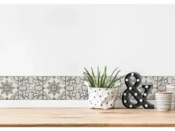 A.S. Création Borte selbstklebend Fliese 5 m x 13 cm Schwarz-Weiß