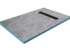 Aurlane befliesbares Showerboard 80 x 120 Ablaufkanal Silber