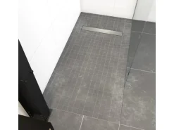 Aurlane befliesbares Showerboard 90 x 160 Ablaufkanal Silber