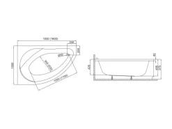 Bad Land Badewanne Eckwanne MAREA 150x100 Rechts Ablauf Füße