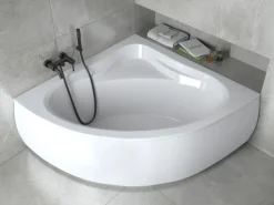 Bad Land Badewanne Eckwanne MIA 120x120 Mit AcrylSchürze Ablauf Füße