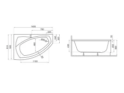 Bad Land Badewanne Eckwanne FRIDA 140x90 Links Mit Styroporverkleidung Ablauf Füße