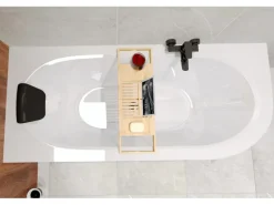 Bad Land Badewanne Eckwanne AVITA 180x80 Links + Acrylschürze + Kopfstütze KODI Ablauf Füße