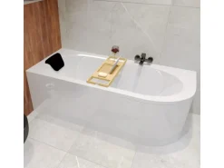Bad Land Badewanne Eckwanne AVITA 170x75 Links + Kopfstütze KODI Ablauf Füße