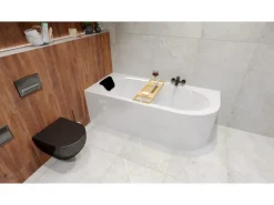 Bad Land Badewanne Eckwanne AVITA 170x75 Links + Kopfstütze KODI Ablauf Füße