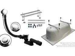 Bad Land Badewanne Eckwanne INTIMA SLIM 180x125 Links Mit Styroporverkleidung Und 2x Kopfstützen Ablauf Füße