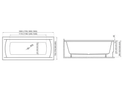 Bad Land Badewanne Rechteck INES 160x75 Ablauf Füße