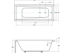 Bad Land Badewanne Rechteck MODERN 180x80 Mit AcrylSchürze Ablauf Füße