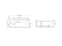 Bad Land Badewanne Rechteck ELZA 160x75 Ablauf Füße